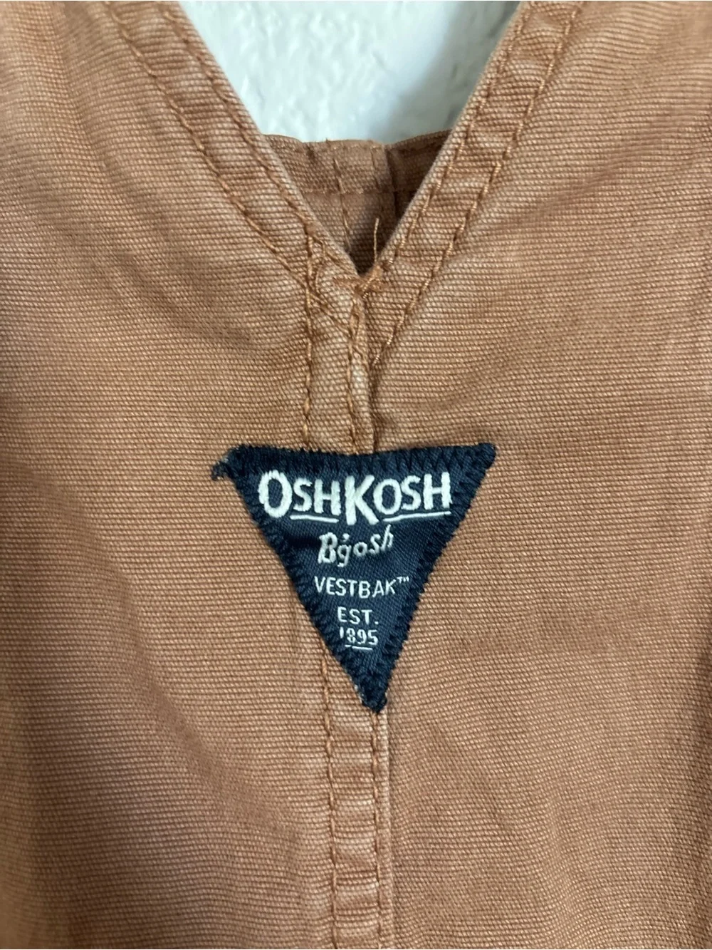 OshKosh B'gosh Brown Kids Overalls with Plaid Cuff